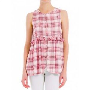Max Studio | Plaid Ruffle Detail ButtonDown TopNWT